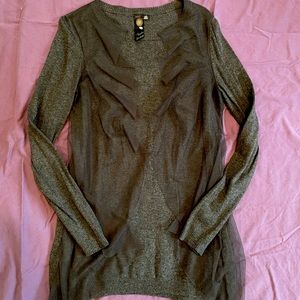 Twelve Heirloom Lace Front Grey Sweater